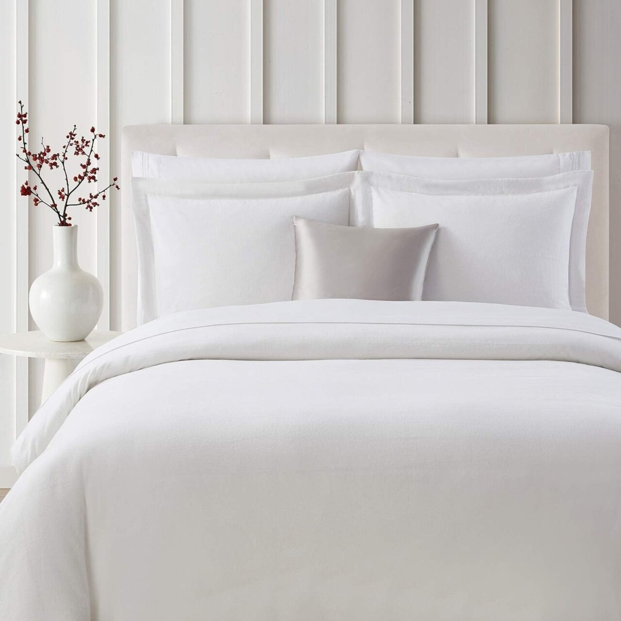 Bibb Home 3-Piece Heavyweight Flannel Duvet Cover Set Plaid Solid King Size
